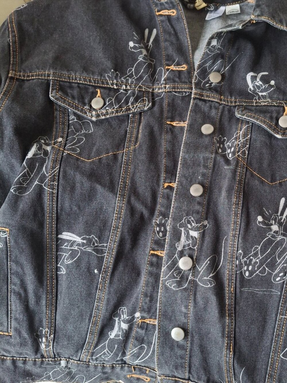 H and M Disney denim jacket black